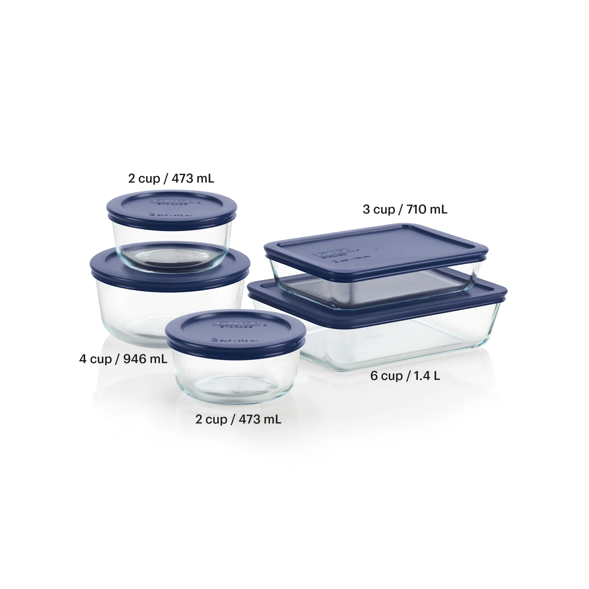 CLEARANCE Pyrex® Simply Store Storage 5 Piece Set-Navy Blue - Image 2
