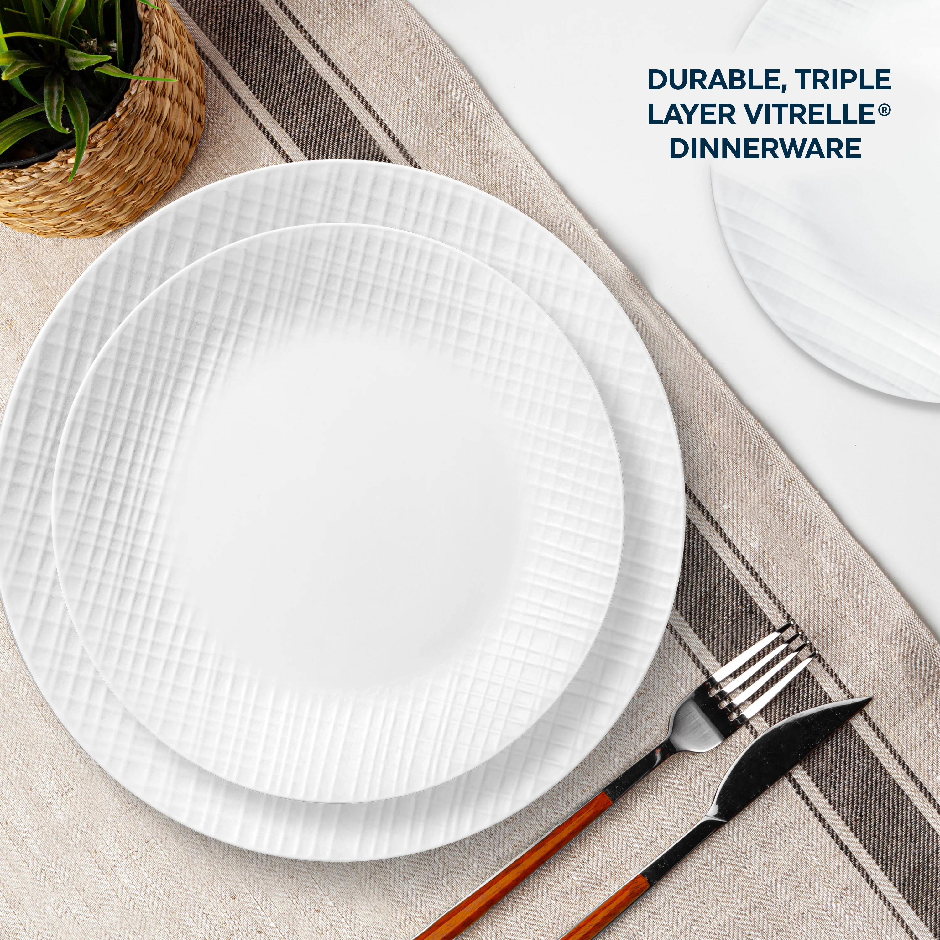 Corelle® Linen Weave 12 Piece Dinner Set - Image 4