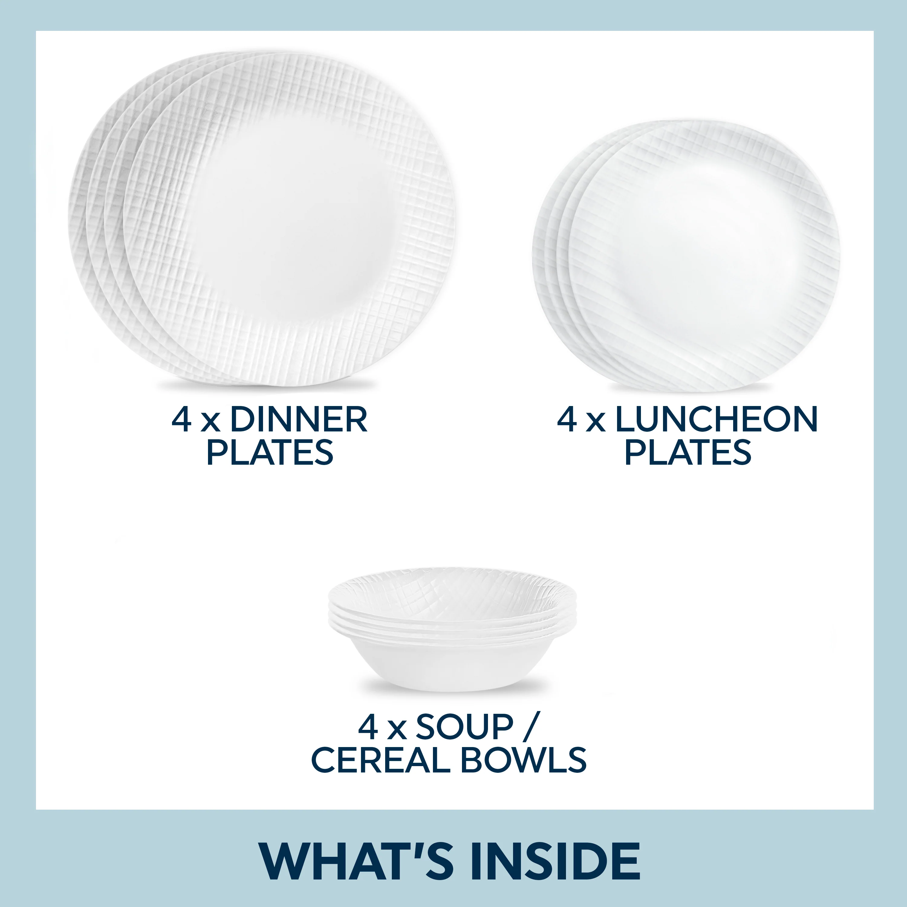 Corelle® Linen Weave 12 Piece Dinner Set - Image 7