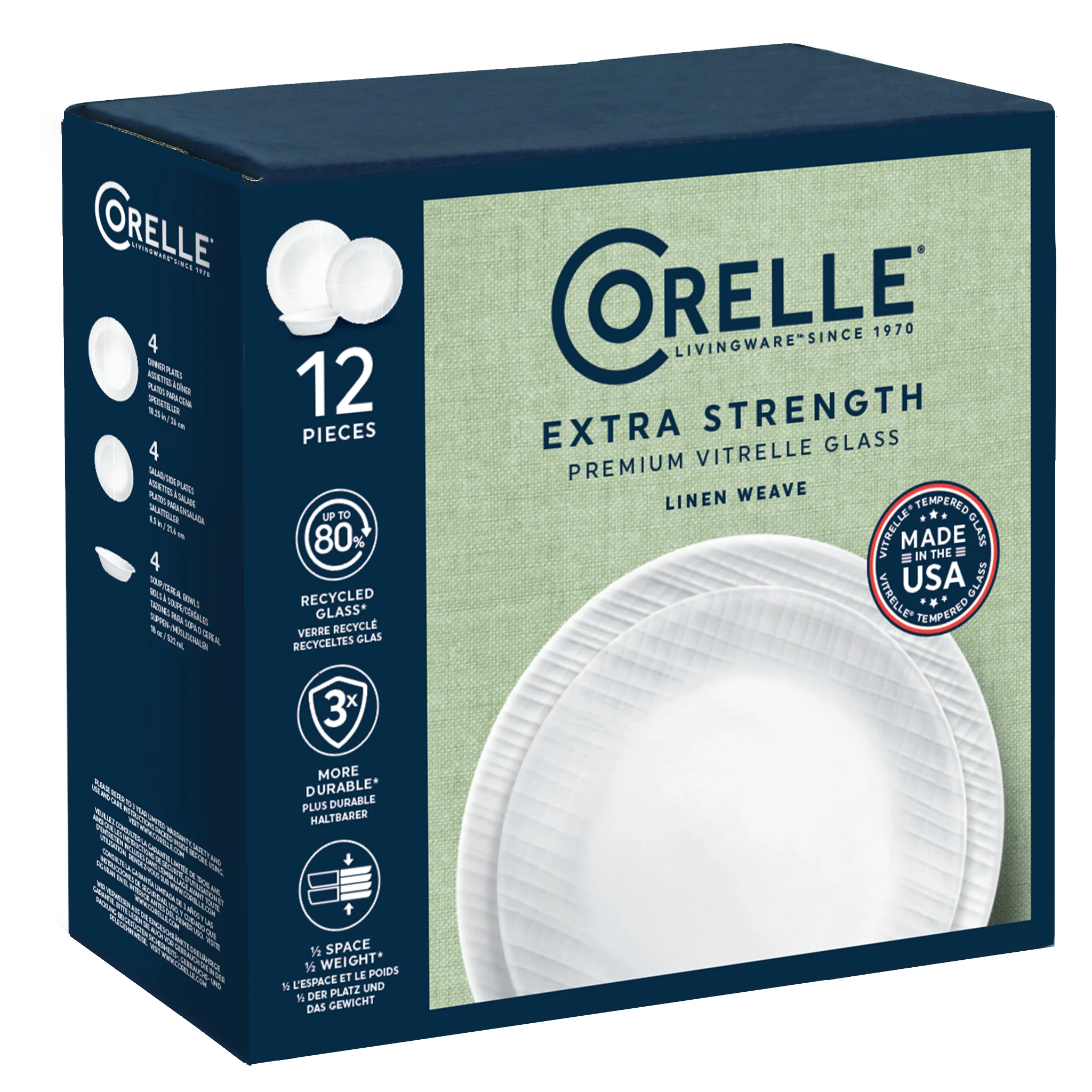 Corelle® Linen Weave 12 Piece Dinner Set - Image 9