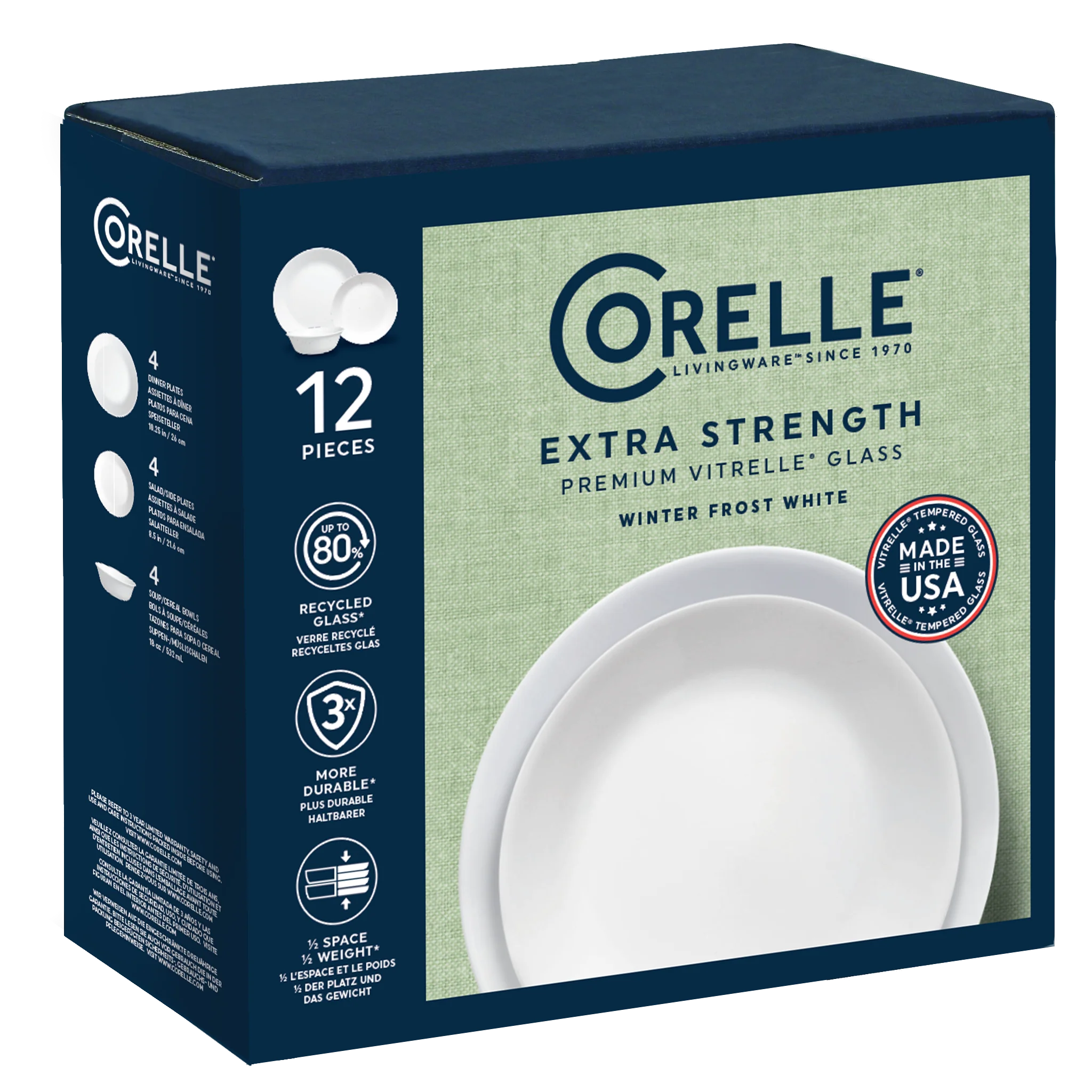 Corelle® Winter Frost White 12 Piece Dinner Set - Image 3