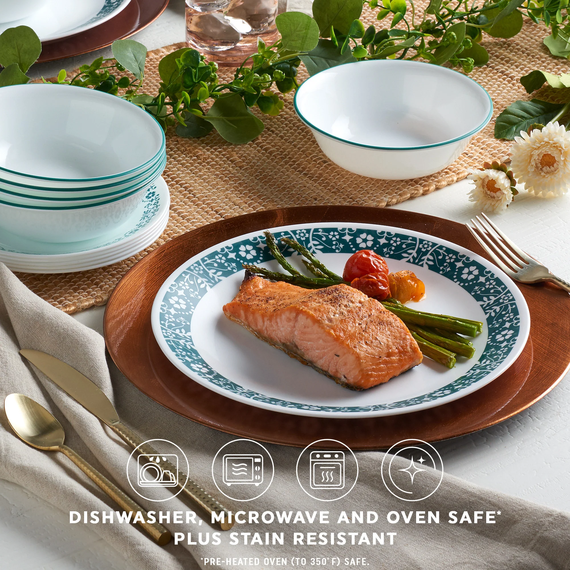 Corelle® Penelope 18 Piece Dinner Set - Image 6