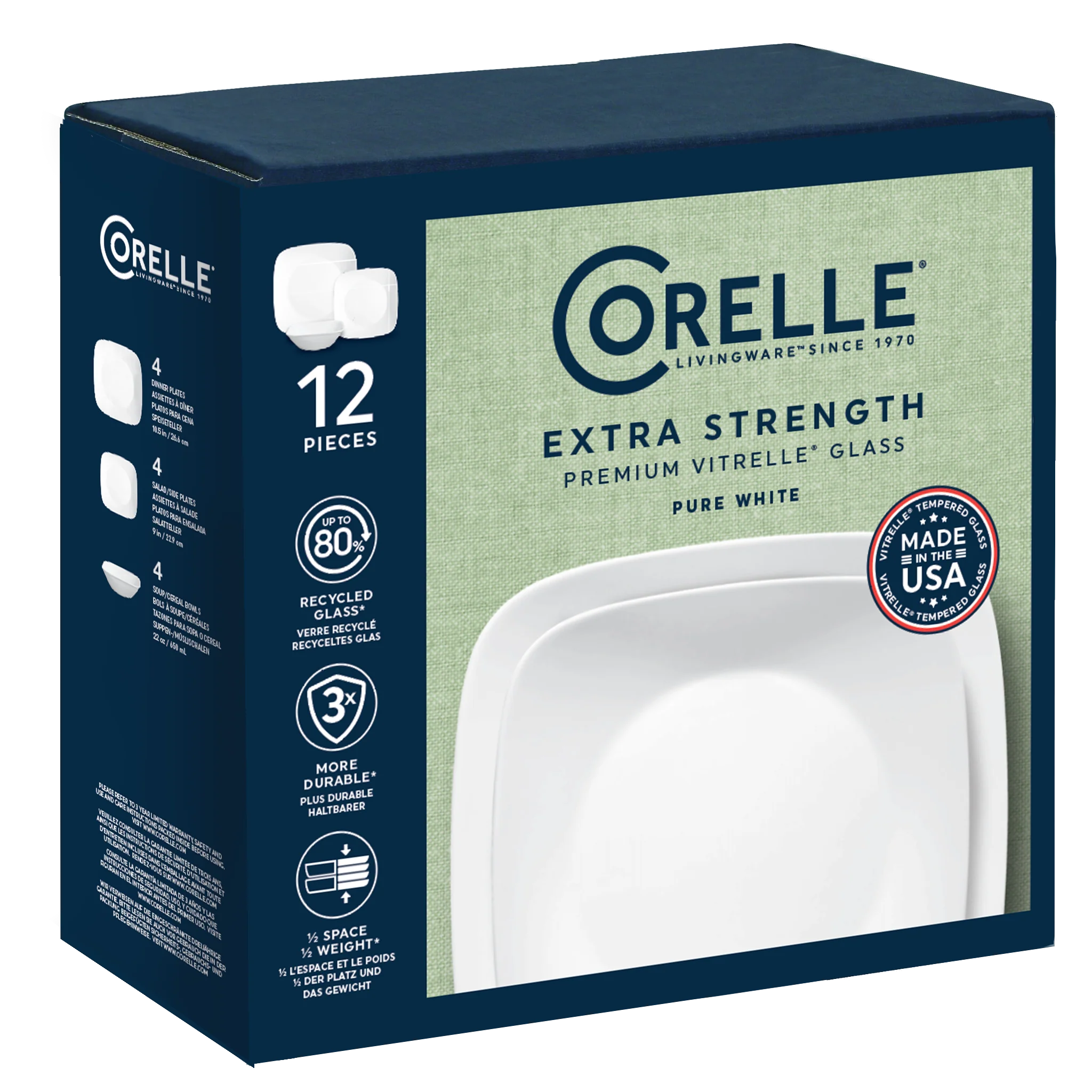 Corelle® Square Pure White 12 Piece Dinner Set - Image 9