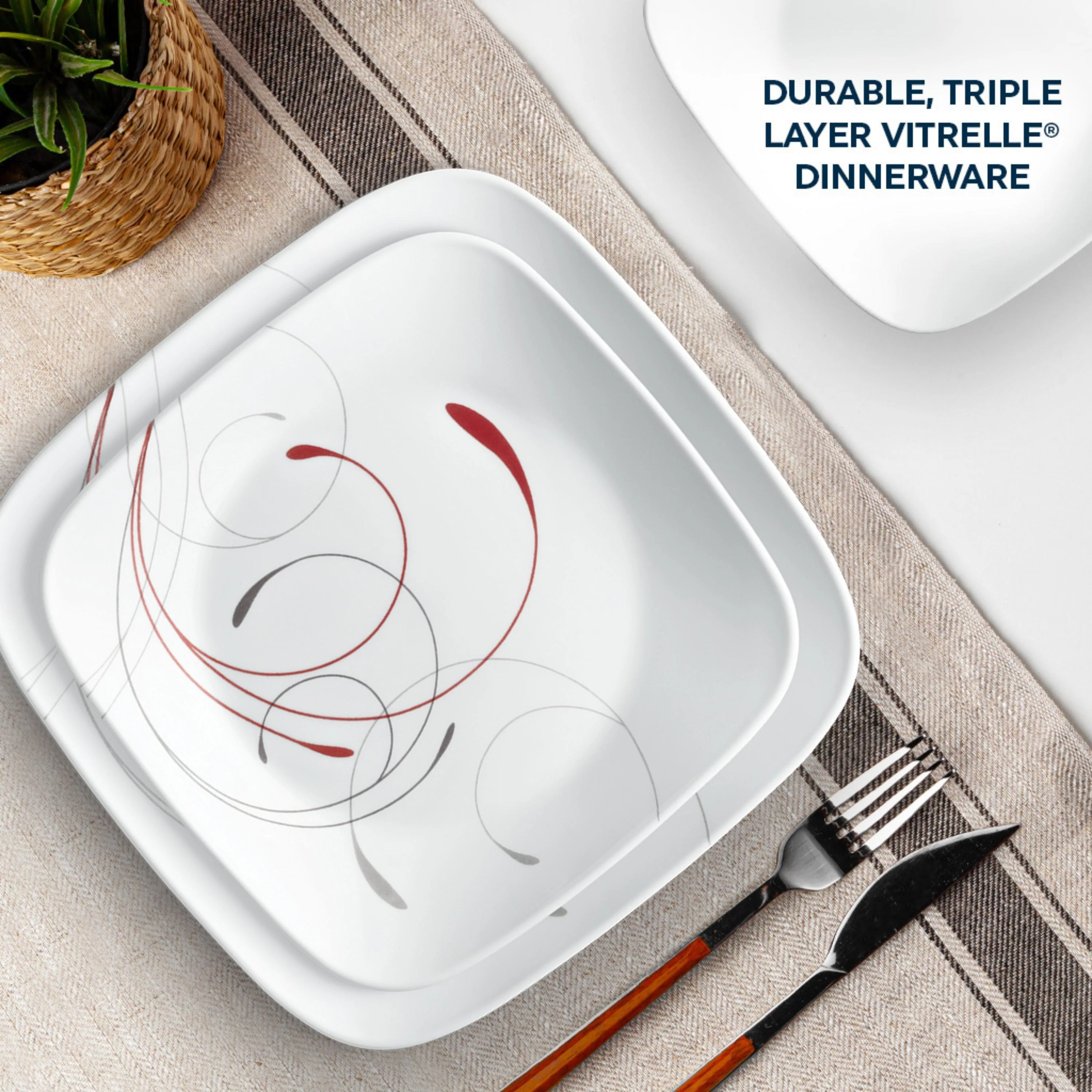Corelle® Square Splendor 12 Piece Dinner Set - Image 4