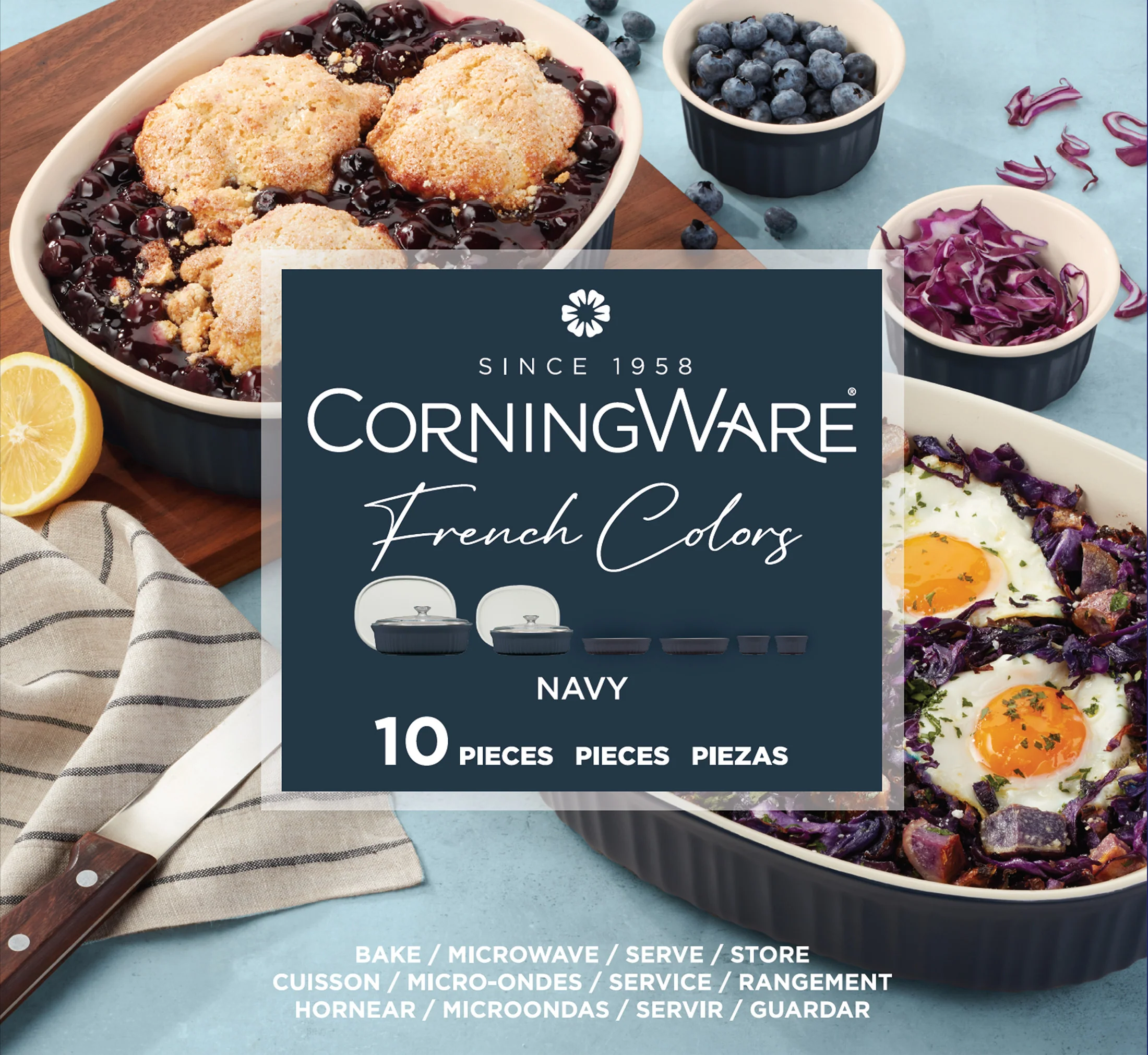 BLACK FRIDAY Corningware® FW Colors 10 Piece Set Navy - Image 7
