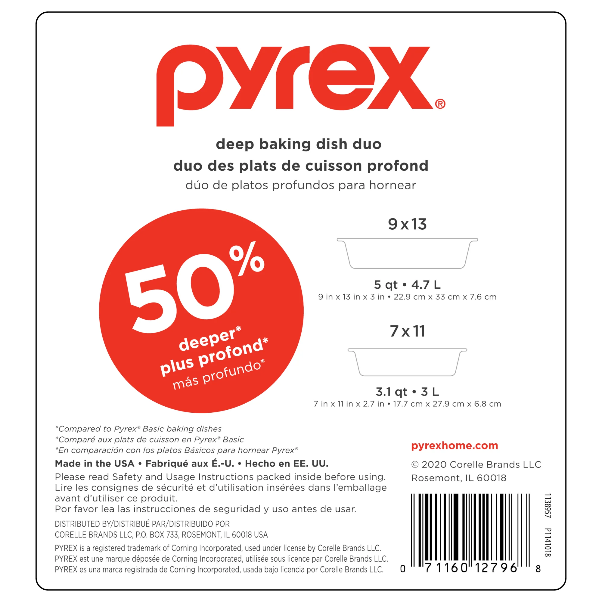 Pyrex® Deep Dish 2 Piece Set (3L & 4.7L) - Image 3