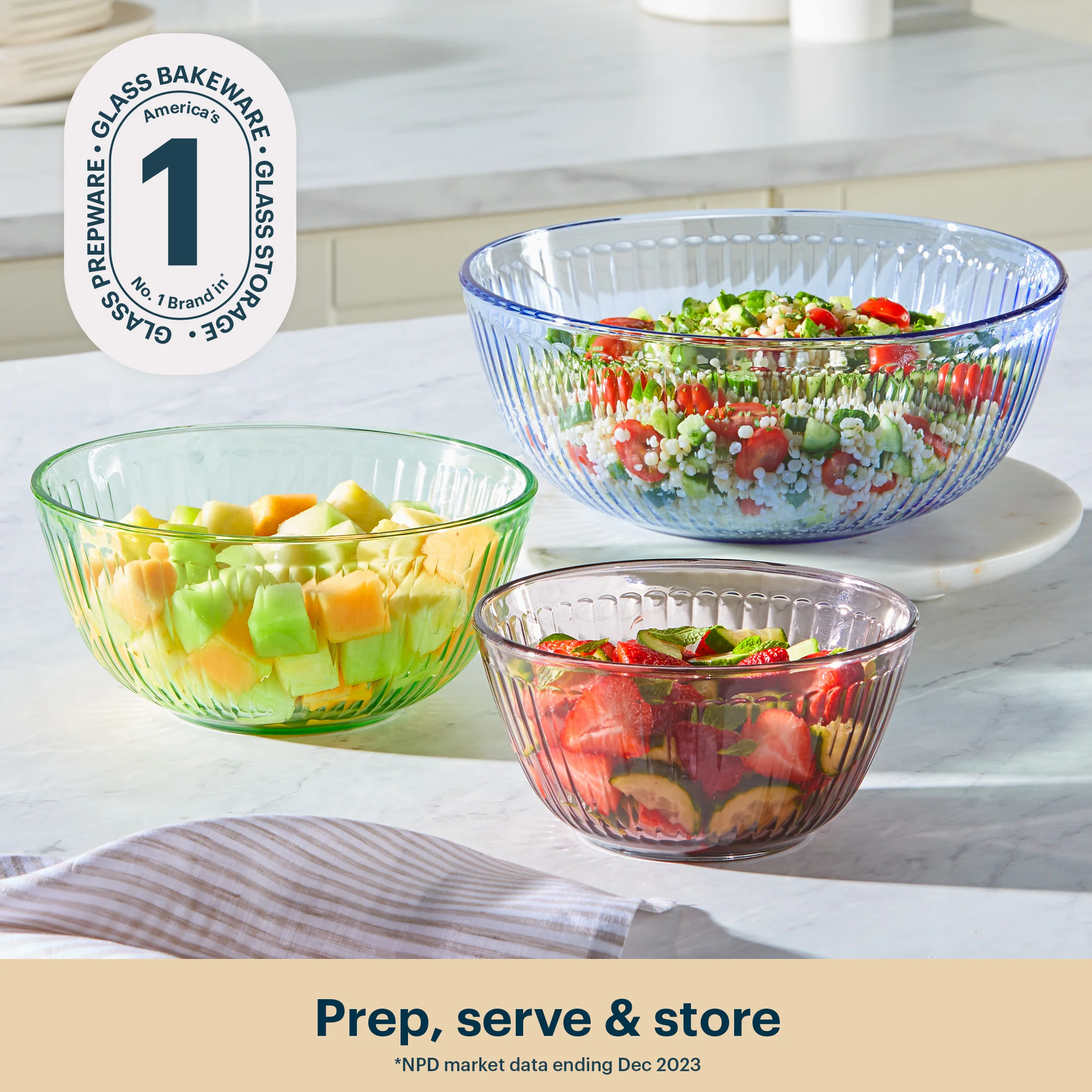 Pyrex® Colors Sculptured 3 Piece Bowl Set - Image 4