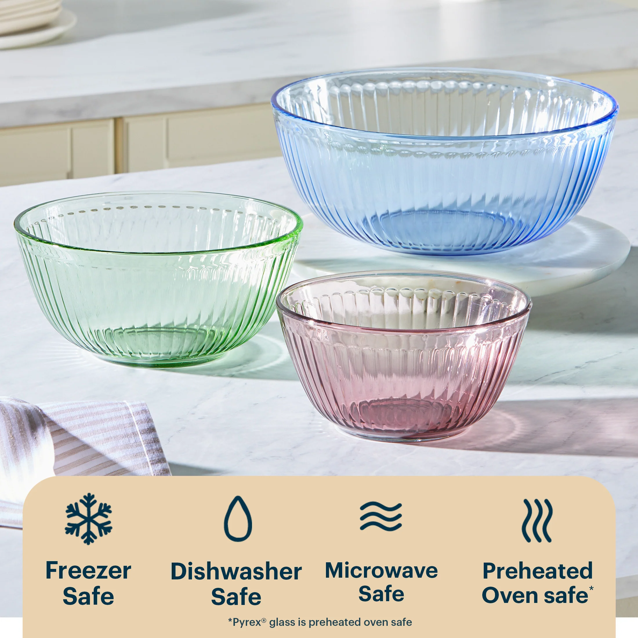 Pyrex® Colors Sculptured 3 Piece Bowl Set - Image 5