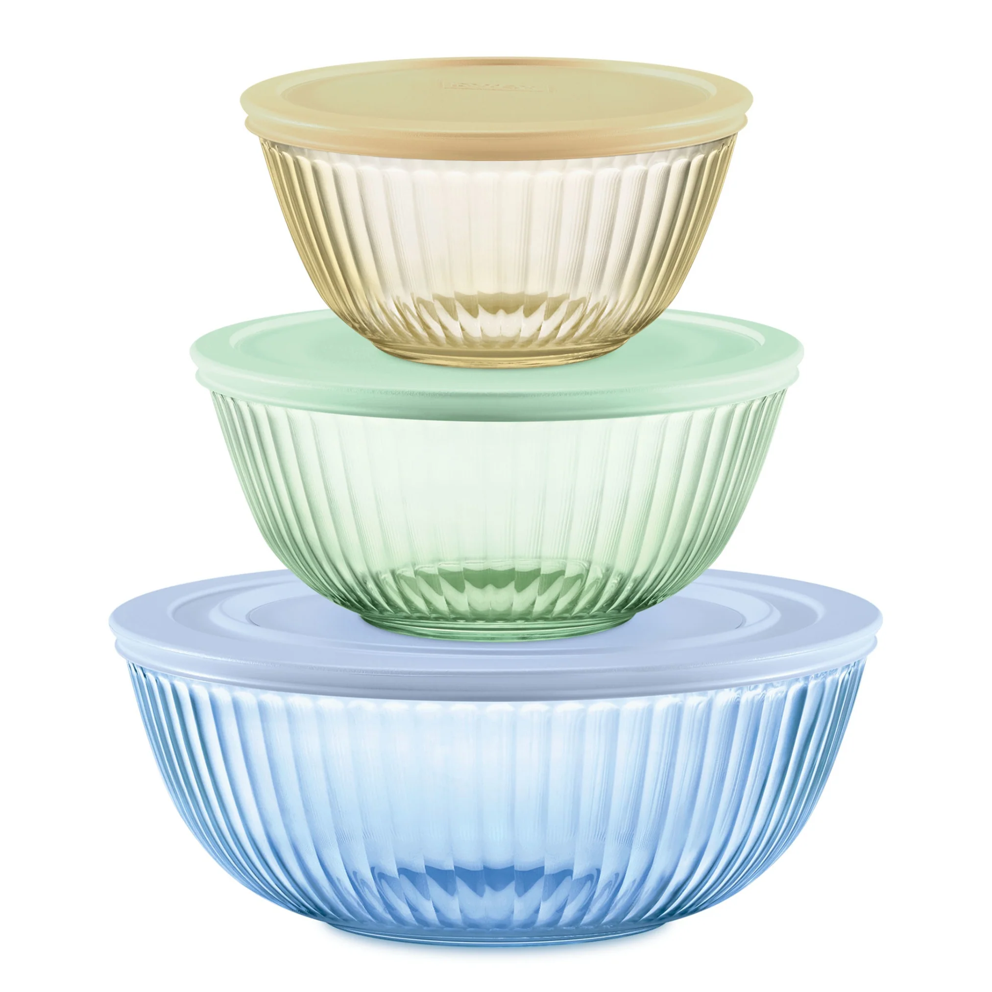 Pyrex® Colors Sculptured 3 Piece Bowl Set (Yellow/Green/Blue)