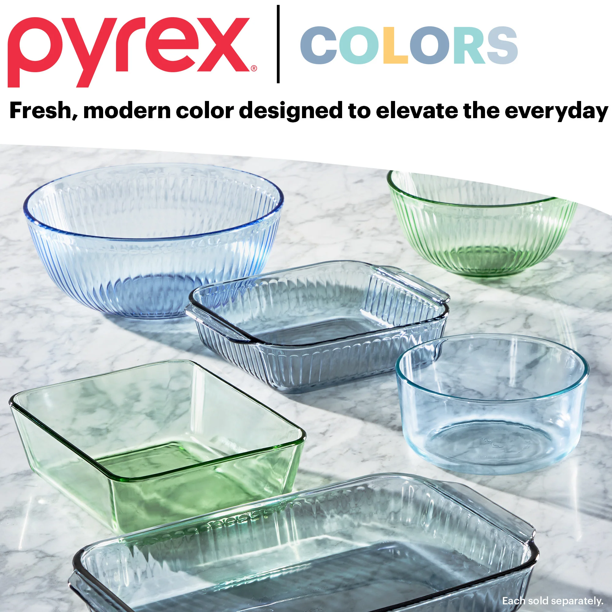Pyrex® Colors Sculptured 3 Piece Bowl Set (Yellow/Green/Blue) - Image 5
