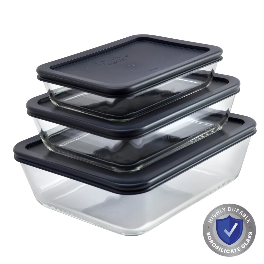 Pyrex® Simply Store Storage 3 Piece Set (3, 6, 11 Cup-Navy Blue)