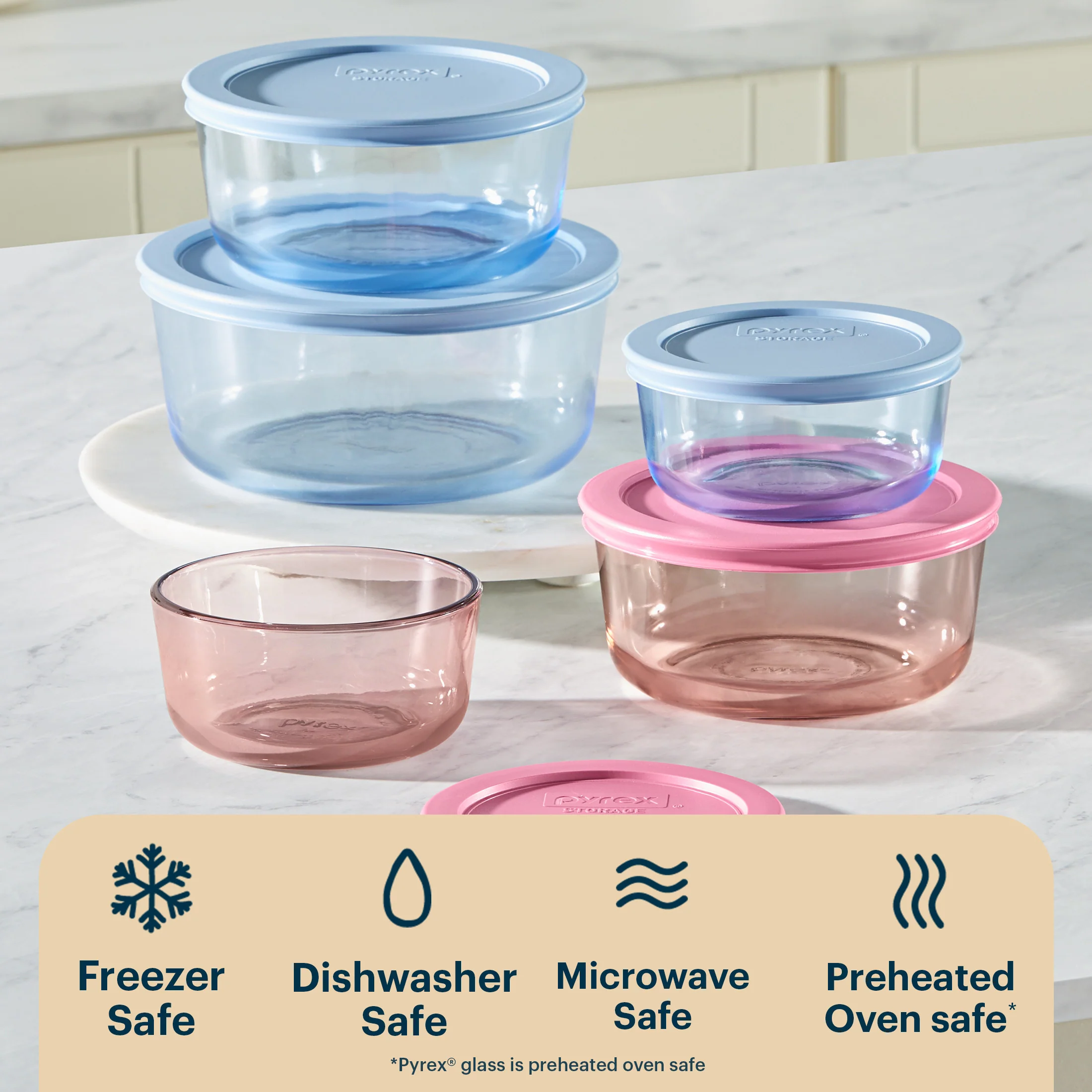 Pyrex® Colors Simply Store Storage 5 Piece Set - Image 3