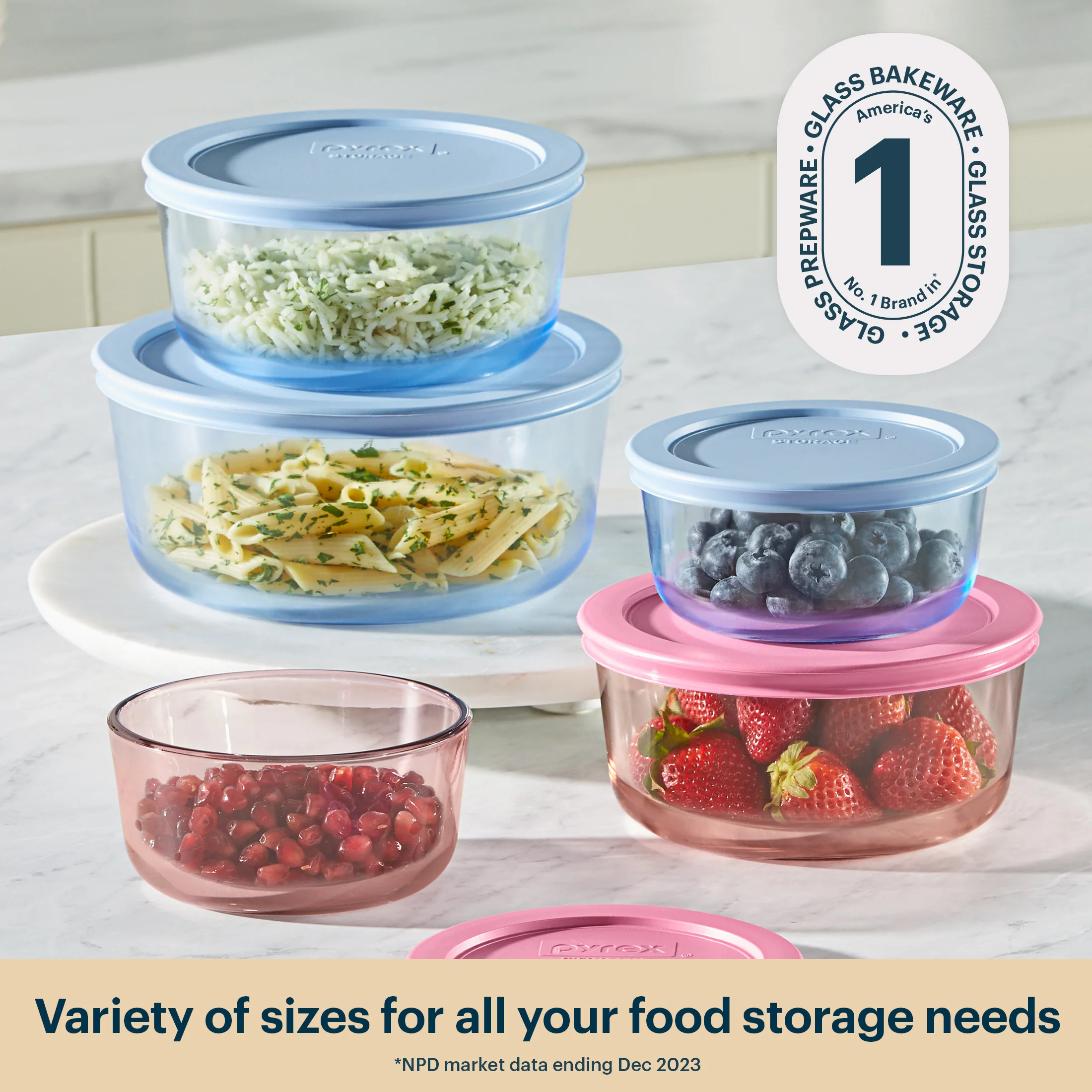Pyrex® Colors Simply Store Storage 5 Piece Set - Image 4