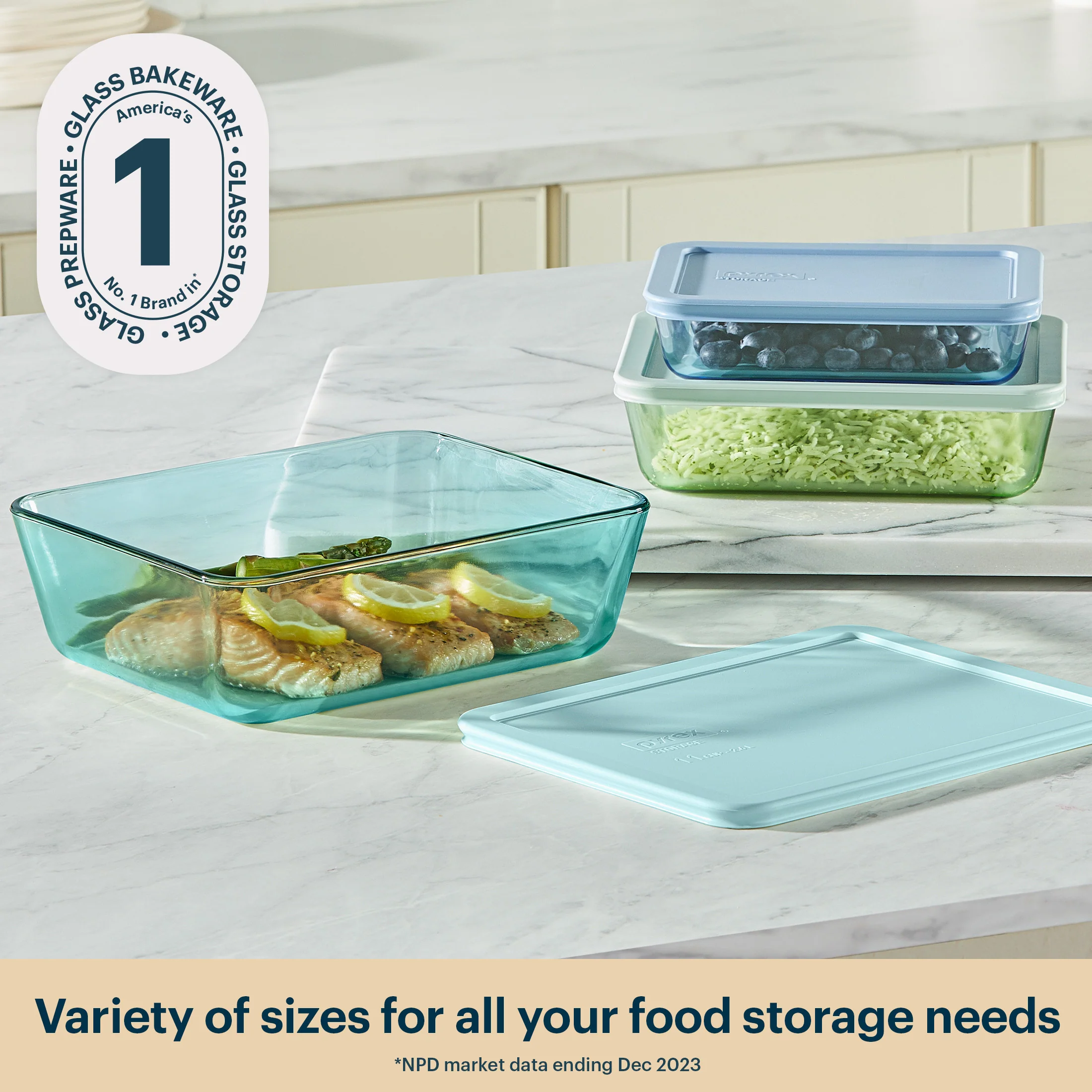 Pyrex® Colors Simply Store Storage 3 Piece Set - Image 3