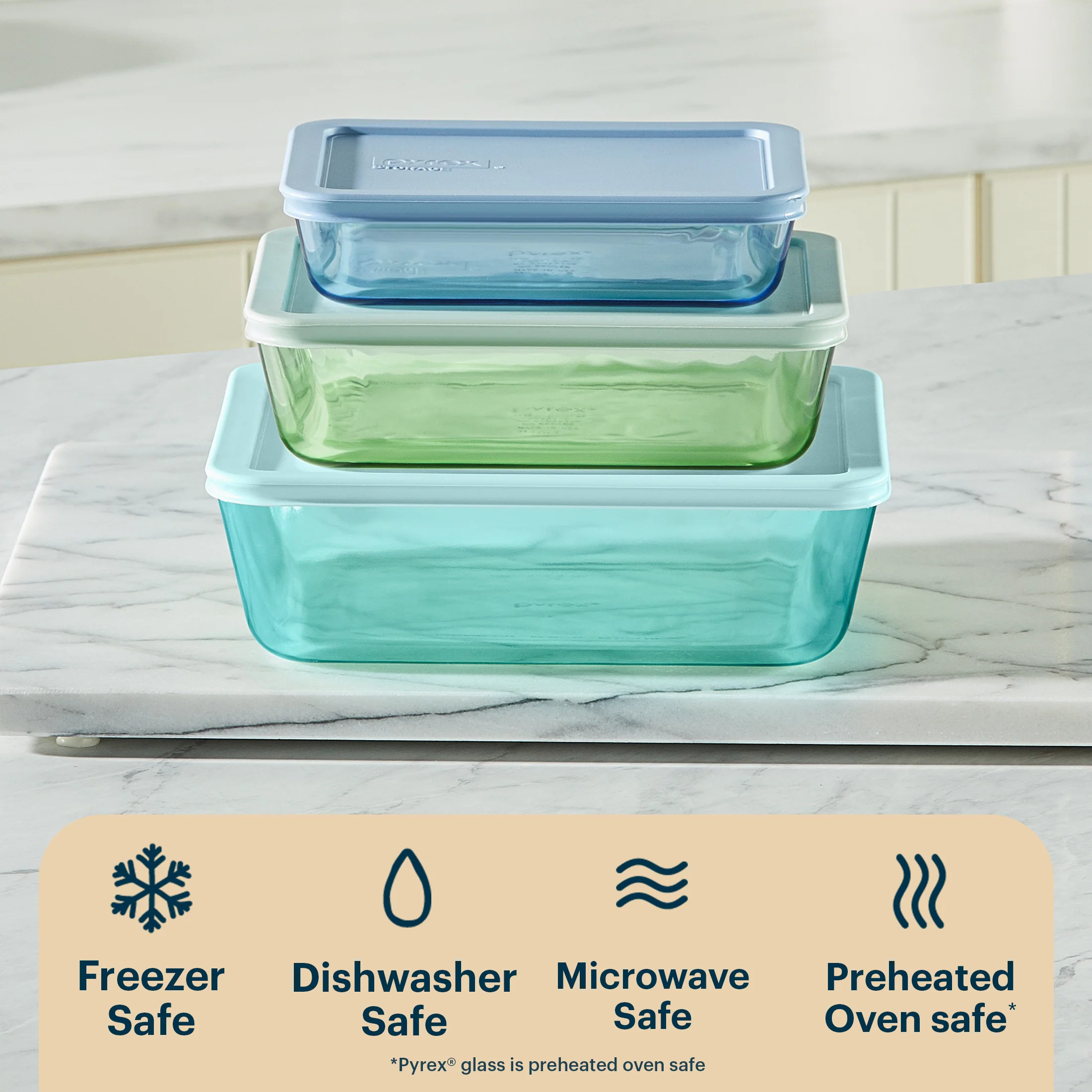 Pyrex® Colors Simply Store Storage 3 Piece Set - Image 4