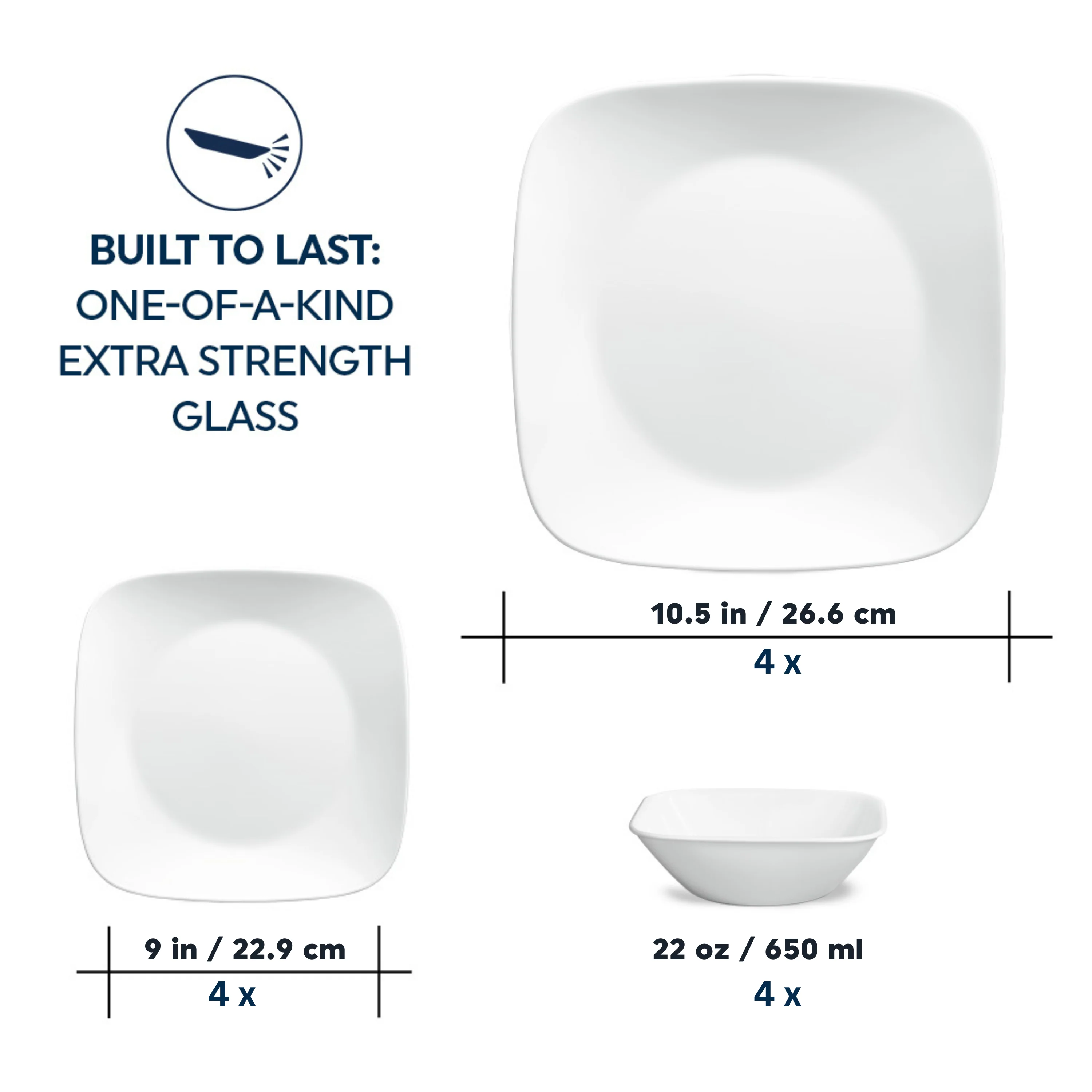 Corelle® Square Pure White 12 Piece Dinner Set - Image 8